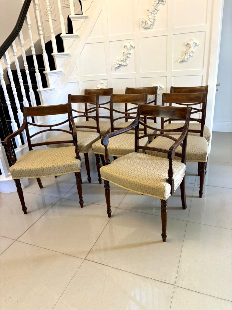 Antique George III Quality Sheraton Set of Eight Dining Chairs